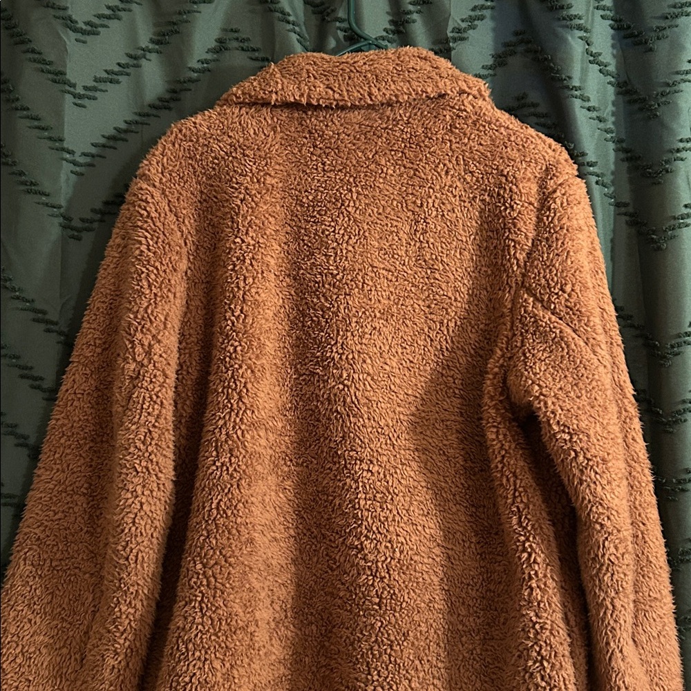 Cozy Rustic Brown Teddy Coat - Picture 3 of 6